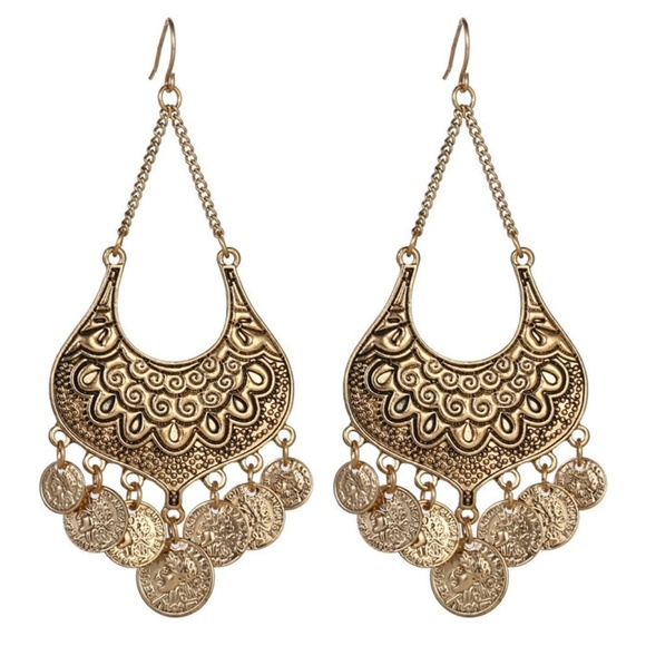 The Secret Pine Jewelry - *ELYRIA* Anti-Gold Engraved Charm Dangle Earrings